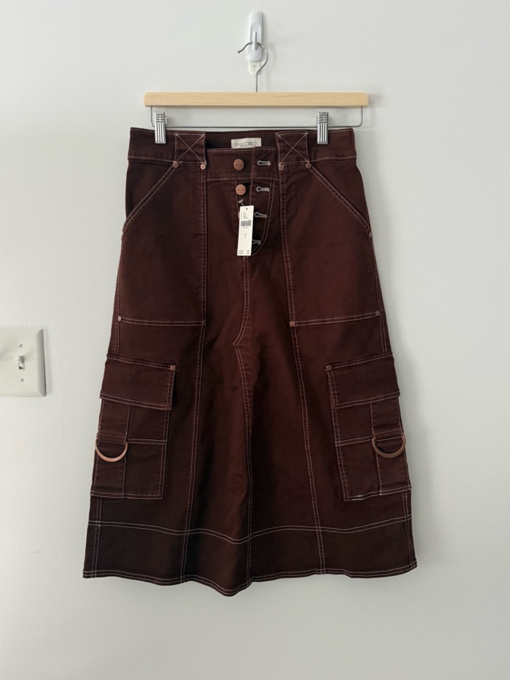 NWT Anthropologie Pilcro Reworked Utility Midi Skirt